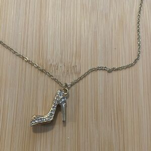 Sparkly Gold High Heel Pendant Necklace